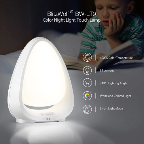 BW-LT9 Touch Switch Color Night Light 4000K Color Temperature 85 Lumens 240° Lighting Angle Lamp