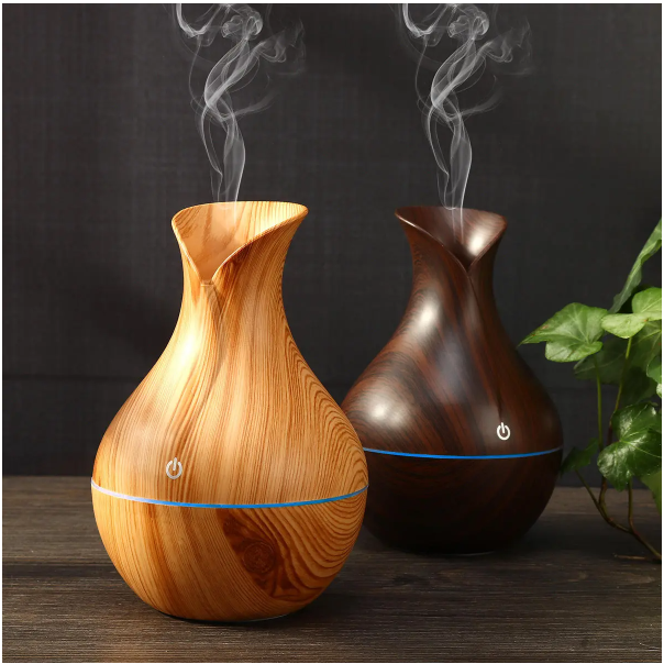 TECHY WOODY™ USB Electric Wood Grain Ultrasonic Cool Mist Humidifier Aroma Essential Oil Diffuser LED lights - B