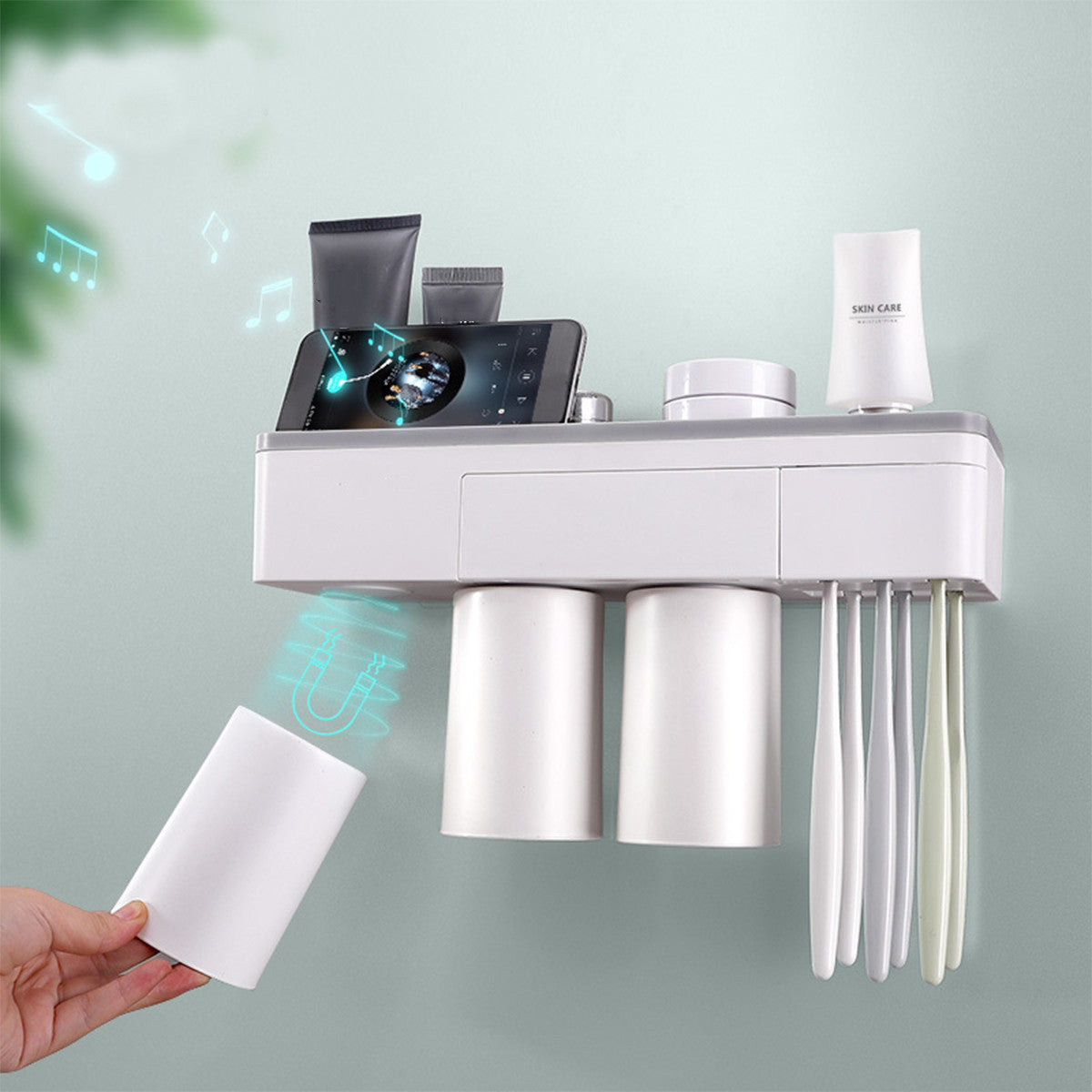 Wall Mounted Magnetic Toothbrush Holder Stand Organizer